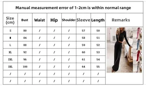 Detailed size chart for women's knit lounge set with measurements in cm and multi-color guide