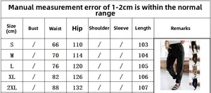 Detailed size chart for women's corduroy wide leg trousers with waist and length measurements