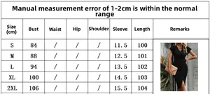 Size chart for ruffle sleeve dress with chest, sleeve, and length measurements in cm