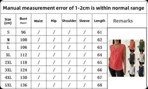 Detailed size chart for women's V-neck cotton linen sleeveless tank top S-5XL