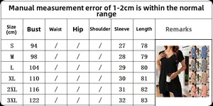 Tableau des tailles détaillé pour T-shirt col V femme montrant les mesures du S au 3XL