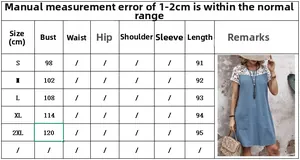 Size chart for women's lace patchwork casual dress with S to XXL measurements info