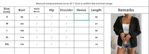 Detailed size guide table for black hooded sun protection jacket from size S to XXL