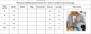 Tableau des tailles détaillé pour gilet imprimé avec mesures S à XXL en cm