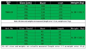 Detailed size chart for plus size floral printed wrap dress showing 1XL to 5XL measurements