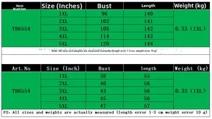 Size chart detail for plus size printed jumpsuit with measurements in cm and inches