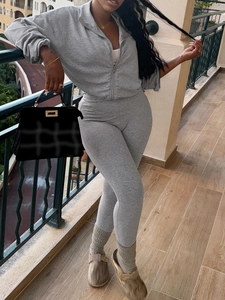 Plus Size Women Casual Zipper Long Sleeve Top And Bottom Slim Fit Jogger Pants Heather Grey Outfits Tracksuit Outfits