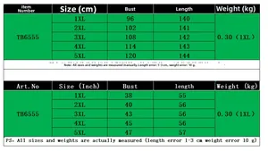 Size chart for knit maxi dress with thin straps showing 1XL to 5XL measurements