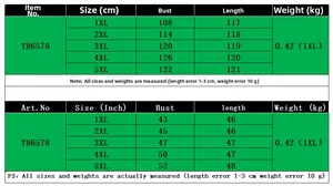 Size chart for women's plus size dress in cm and inches including bust and length data
