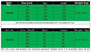 Guide des tailles robe grande taille avec nœud montrant les mesures 1XL-5XL en cm