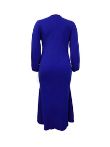 Vue détaillée de la robe longue bleu roi élégante montrant la couture du dos ajustée