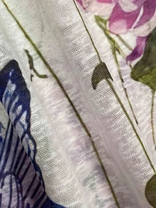 Breathable floral butterfly print sheer mesh fabric for women's spring cardigan top