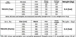 Detailed size guide table for V-neck short sleeve two-piece set, ranging from 1XL to 5XL