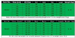 Detailed size chart for plus size sweatshirt dress showing US sizes L to 5XL in cm and inches