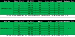 Size chart detail for loose long sleeve print two piece set sizes L to 5XL