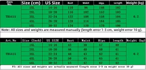 Detailed size chart for vintage bow-tie dress with measurements from 1XL to 5XL for fit