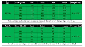 Size guide for tie-dye V-neck dress TB5504 in metric and imperial measurements
