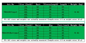 Size chart for plus size women striped two piece set from 1XL to 5XL for perfect fitting