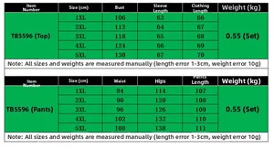 Detailed size chart for women's plus size ruched 2-piece set in 1XL to 5XL