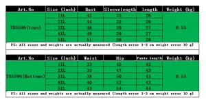 Detailed size chart for women plus size ruched two piece set with measurements in inches