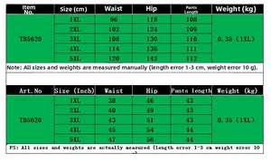 Tableau des tailles détaillé pour pantalons camouflage grande taille avec mesures en cm
