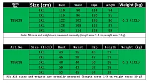 Detaillierte Größentabelle für Damen Bodycon Kleid in Übergröße TB5628 (1XL-5XL)