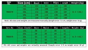Detailed size chart for floral plus size dress ranging from 1XL to 5XL with measurements