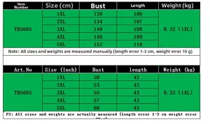 Size chart for floral dress TB5685 with detailed measurements for sizes 1XL to 5XL