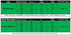 Tabella taglie per set di tute a righe taglie forti da donna dalla 1XL alla 5XL
