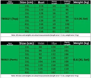 Tableau des tailles détaillé pour ensemble grande taille TB5821 de 1XL à 8XL pour femmes