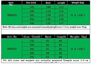 Tabella delle taglie dettagliata per abito bodycon taglie forti da 1XL a 5XL