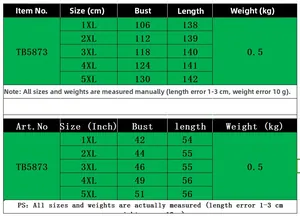 Size chart for women's long sleeve sexy dress from 1XL to 5XL in cm and inches