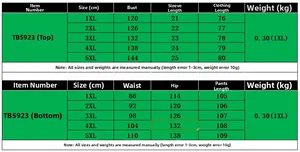Size chart showing chest and waist measurements for women's V-neck two-piece set