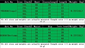 Size chart for women's V-neck casual two-piece set including bust, waist, and hip measurements