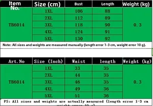Size chart table for plus size dress TB6014 in metric cm and imperial inch units