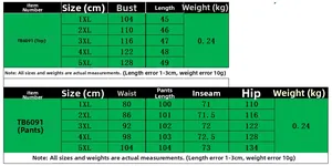 Detailed size chart for women's casual solid two-piece set including top and pants dimensions