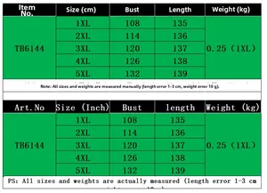 Size chart for V-neck striped plus size dress showing measurements from 1XL to 5XL