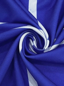 Detail of blue and white striped breathable mesh fabric with quick-dry texture