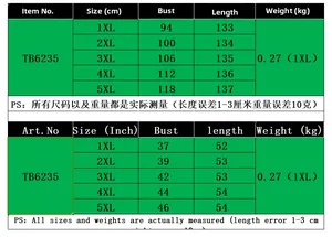 Size chart for plus size casual dress with measurements in CM and Inches from 1XL to 5XL