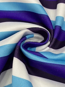Macro view of colorful striped knit fabric with fine texture and high elasticity