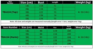 Size chart for black two-piece casual set featuring 1XL-5XL measurements and weight info