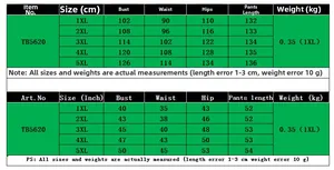 Detailed size chart for plus size women's slim fit dress from size 1XL to 5XL