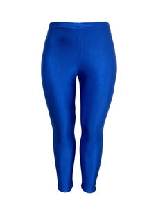 Legging grande taille bleu royal brillant à taille haute avec finition lisse et polie