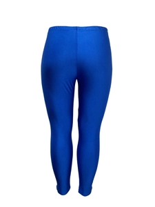 Legging grande taille pour femme bleu vif à taille haute en tissu élastique, vue arrière