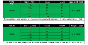 Tableau guide des tailles pour jupe léopard femme en grandes tailles du 1XL au 5XL