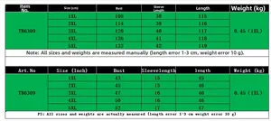 Size chart showing bust and length measurements in cm and inches for plus size dress TB6309