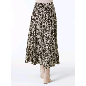 Jupe longue taille haute à imprimé léopard avec silhouette trapèze fluide et tissu léger