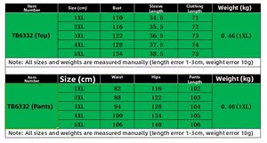 Detailed size chart for women's casual plus size two-piece set in sizes 1XL to 5XL