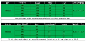 Detailed size chart for women's plus size striped T-shirt ranging from 1XL to 5XL
