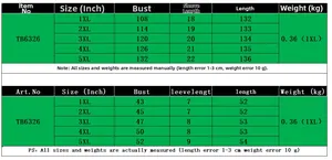 Detailed size chart for plus size solid color maxi dress from 1XL to 5XL with measurements